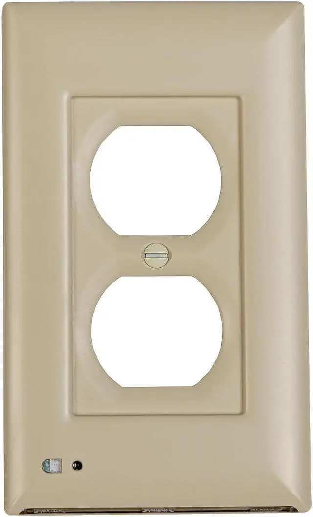 Main image of briteOWL Duplex Almond outlet cover plate with backup light for power failures and optional night light feature.