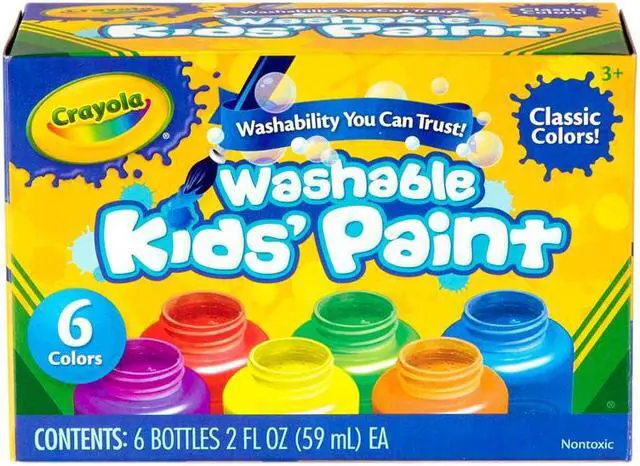 Alt view image 14 of 20 - Crayola Llc Formerly Binney & Smith BIN541204 Washable Kids Paint 6 Jar Set