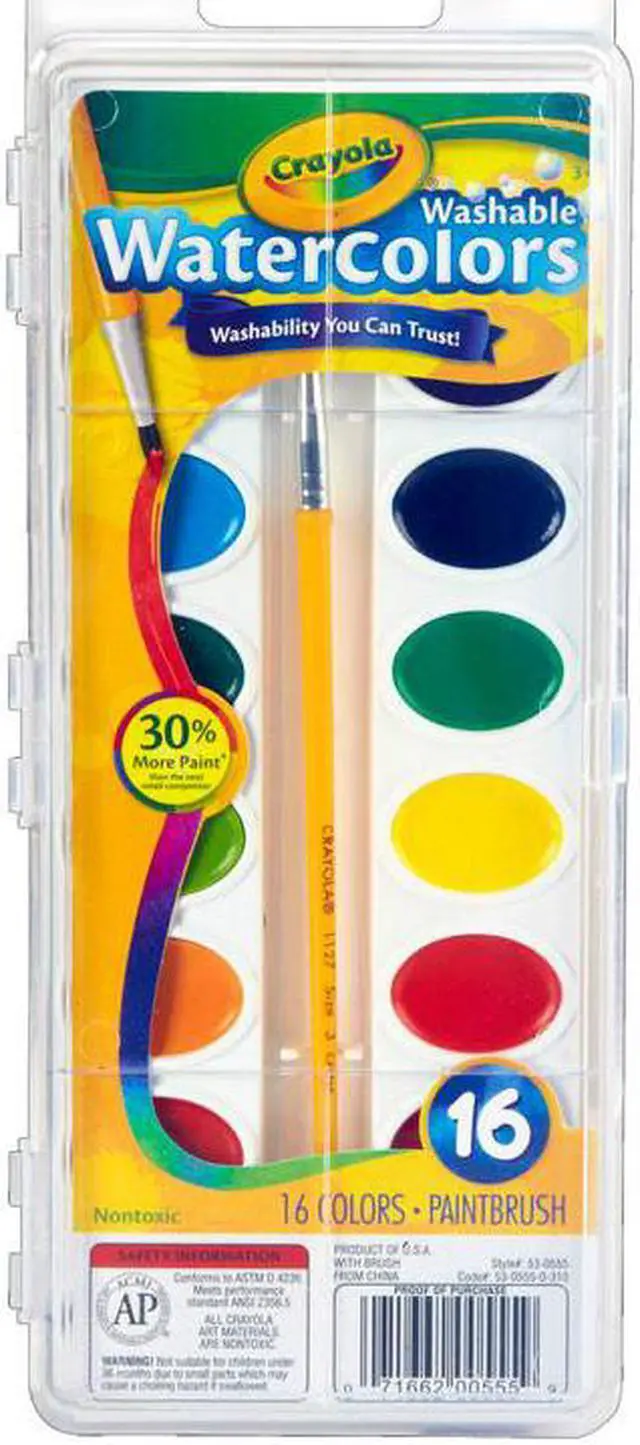 Alt view image 5 of 20 - Binney & Smith 530555 Washable Watercolor Paint  16 Assorted Colors per Pack