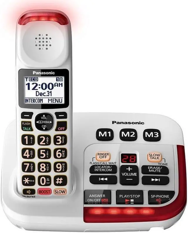 Alt view image 12 of 20 - Panasonic KX-TGM420W Amplified Cordless DECT 6.0 Phone|Voice Booster Up-To 100 dB|Answering Machine|Silver