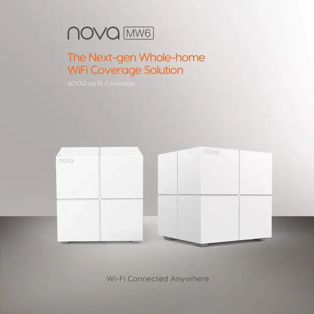 Alt view image 10 of 20 - Tenda Nova MW6 (2-pack) Whole Home Mesh Wi-Fi System Coverage Up to 4,000 sq. ft, 2-4 bedrooms, Plug and Play, Works with Alexa, Parental Controls, 2 x Gigabit Ports / Unit