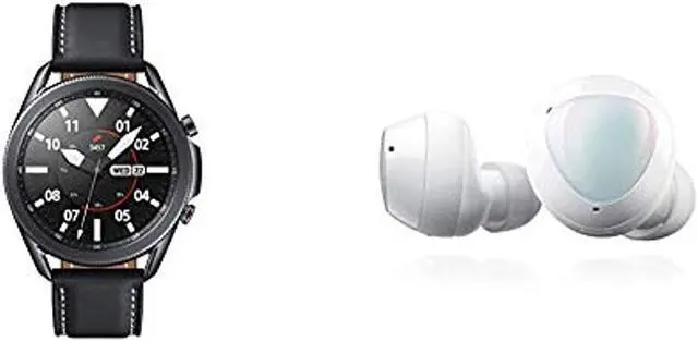 Main image of Samsung Galaxy Watch 3 (45mm, GPS, Bluetooth, Unlocked LTE) Smart Watch - Mystic Black (US Version) with Samsung Galaxy Buds+ Plus, True Wireless Earbuds, White – US Version