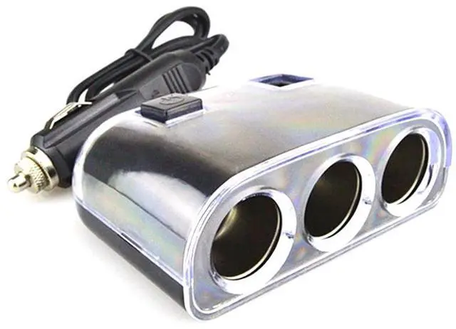 Alt view image 2 of 5 - Car Cigarette Lighter Splitter Adapter 3 Socket Cigarette Lighter Splitter Dual USB Car Charger