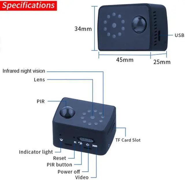 Alt view image 2 of 7 - MD20 Mini 1080P HD Camcorder Night Vision PIR Motion Action Micro Camera