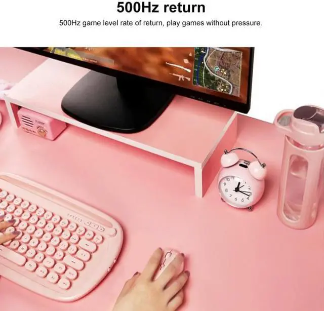 Alt view image 2 of 6 - FOETOR E100us 2.4G + Type-C / USB-C Rechargeable Dual Modes Wireless Mouse (Pink)