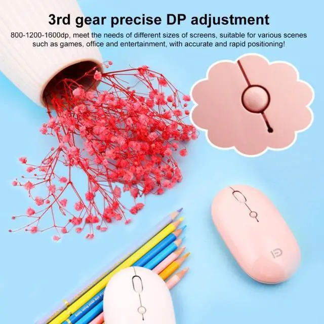 Alt view image 5 of 6 - FOETOR E100us 2.4G + Type-C / USB-C Rechargeable Dual Modes Wireless Mouse (Pink)