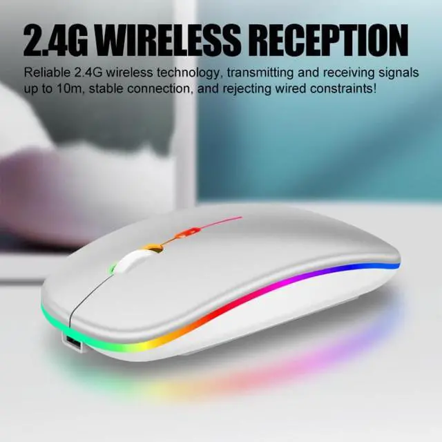 Alt view image 4 of 7 - K-Snake BM110 RGB Lighting Effect Wireless Bluetooth Mouse (White)