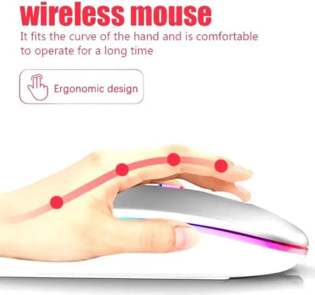 Alt view image 2 of 7 - 3 Keys RGB Backlit Silent Bluetooth Wireless Dual Mode Mouse (Grey)