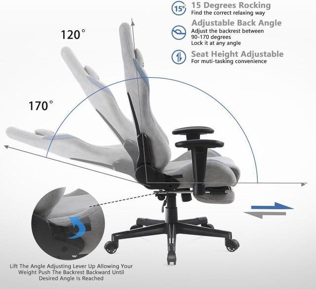 Alt view image 5 of 7 - Dowinx Gaming Chair Breathable Fabric Office Chair with Pocket Spring Cushion and 4D Armrest, High Back Ergonomic Computer Chair Swivel Task Chair with Footrest and Massage Lumbar Support (Grey)