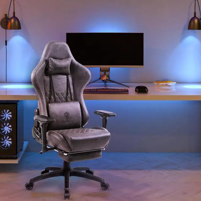 Alt view image 6 of 7 - Dowinx Gaming Chair Ergonomic Racing Style Recliner with Massage Lumbar Support,4D armrests Game Chair for Computer PU Leather with Retractable Footrest Brown