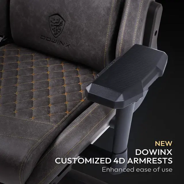 Alt view image 2 of 7 - Dowinx Gaming Chair Ergonomic Racing Style Recliner with Massage Lumbar Support,4D armrests Game Chair for Computer PU Leather with Retractable Footrest Brown