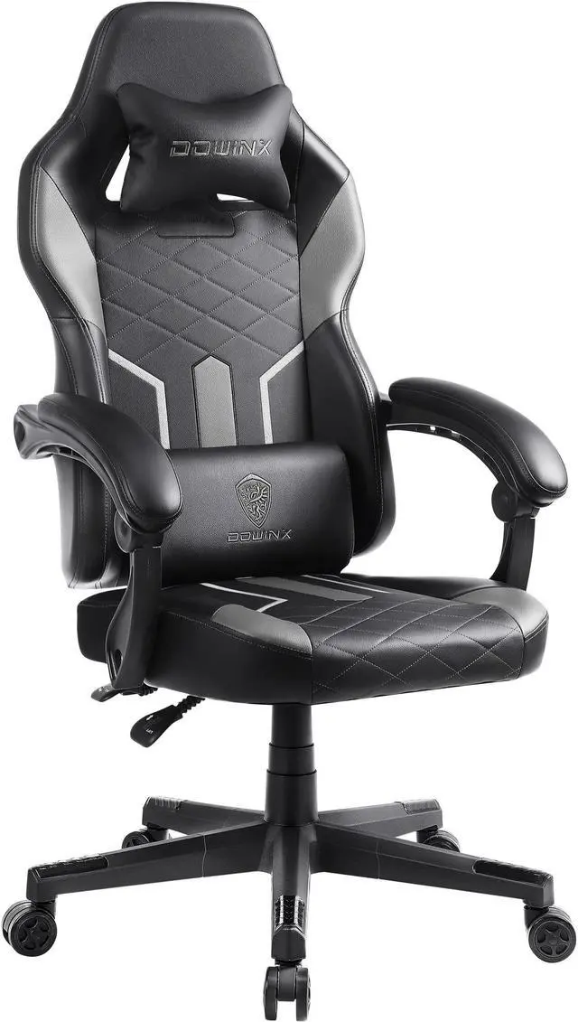 Main image of Dowinx Gaming Chair with Pocket Spring Cushion, Ergonomic Computer Chair High Back, Reclining Massage Game Chair Pu Leather 350LBS, Grey