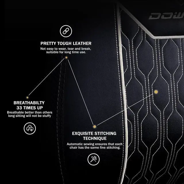 Alt view image 2 of 7 - Dowinx Gaming Chair with Footrest, Ergonomic Computer Chair with Comfortable Headrest and Lumbar Support, Game Office Chair for Adults Pu Leather High Back, 350LBS, Black