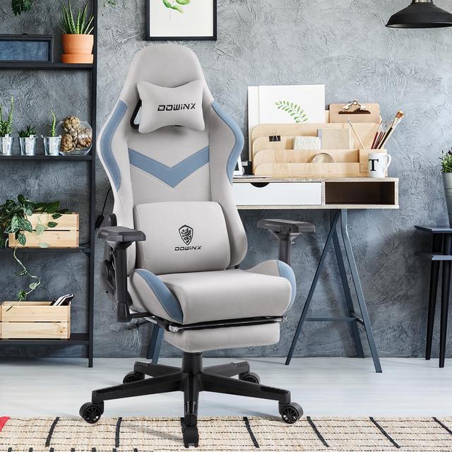 Alt view image 6 of 7 - Dowinx Gaming Chair Breathable Fabric Office Chair with Pocket Spring Cushion and 4D Armrest, High Back Ergonomic Computer Chair Swivel Task Chair with Footrest and Massage Lumbar Support (Grey)