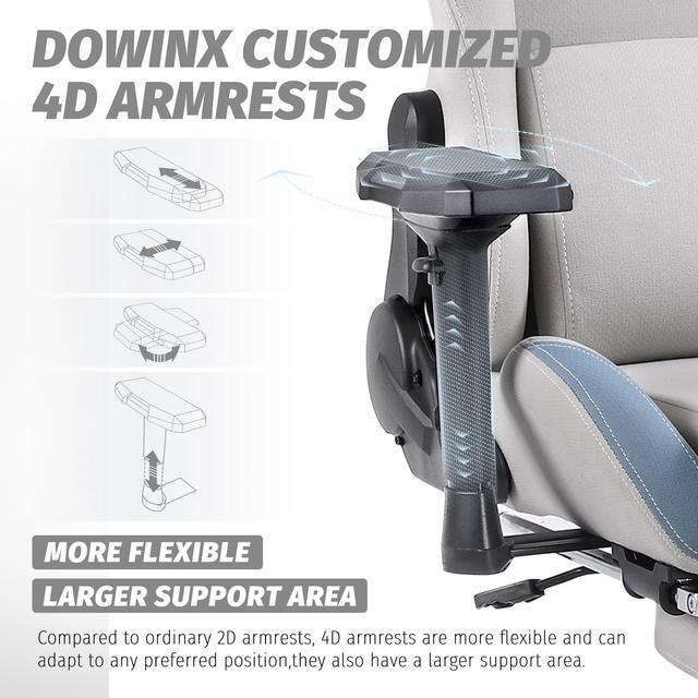 Alt view image 4 of 7 - Dowinx Gaming Chair Breathable Fabric Office Chair with Pocket Spring Cushion and 4D Armrest, High Back Ergonomic Computer Chair Swivel Task Chair with Footrest and Massage Lumbar Support (Grey)