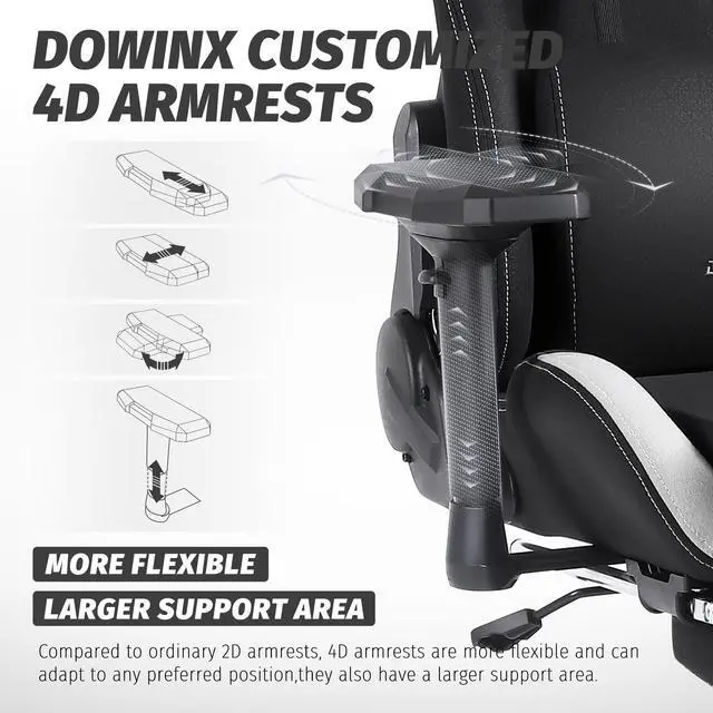 Alt view image 4 of 7 - Dowinx Gaming Chair Breathable Fabric Office Chair with Pocket Spring Cushion and 4D Armrests, High Back Ergonomic Computer Chair Swivel Task Chair with Footrest and Massage Lumbar Support (Black)
