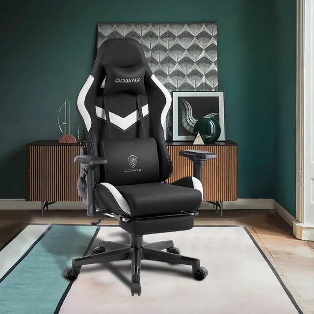 Alt view image 6 of 7 - Dowinx Gaming Chair Breathable Fabric Office Chair with Pocket Spring Cushion and 4D Armrests, High Back Ergonomic Computer Chair Swivel Task Chair with Footrest and Massage Lumbar Support (Black)