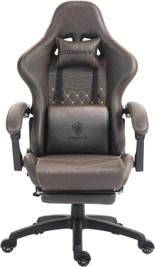 Main image of Dowinx PU Leather Gaming Chair with Massage Lumbar Support High Back Adjustable Office PC Chair Swivel Task Computer Chair with Footrest, Brown