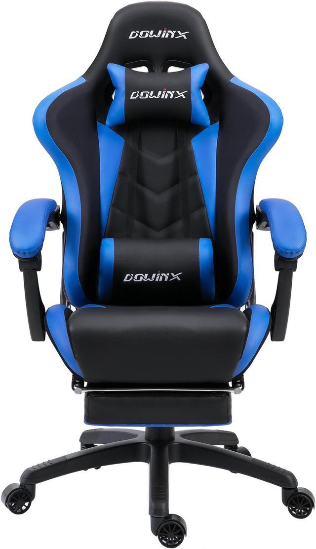 Main image of Dowinx Ergonomic Gaming Chair with Massage Lumbar Support, High Back Office Computer Chair with Footrest, Racing Style Recliner PU Leather Gamer Chairs, Blue