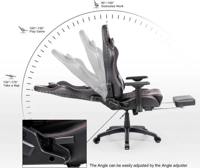 Alt view image 4 of 5 - Dowinx Big and Tall Gaming Chair with Massage Lumbar Support High Back 4D Armrest Adjustable Computer Chair with Footrest Swivel Office PC Chair, Black