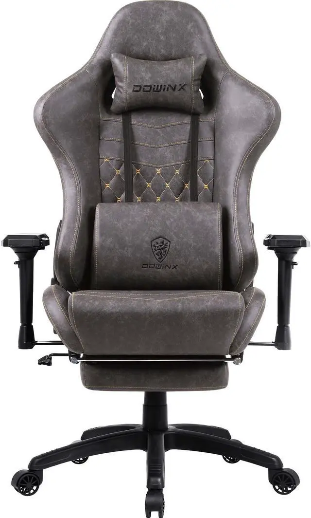 Main image of Dowinx Big and Tall Gaming Chair with Massage Lumbar Support High Back 4D Armrest Adjustable Computer Chair with Footrest Swivel Office PC Chair, Brown