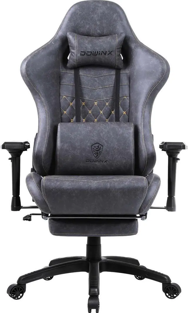 Main image of Dowinx Big and Tall Gaming Chair with Massage Lumbar Support High Back 4D Armrest Adjustable Computer Chair with Footrest Swivel Office PC Chair, Grey