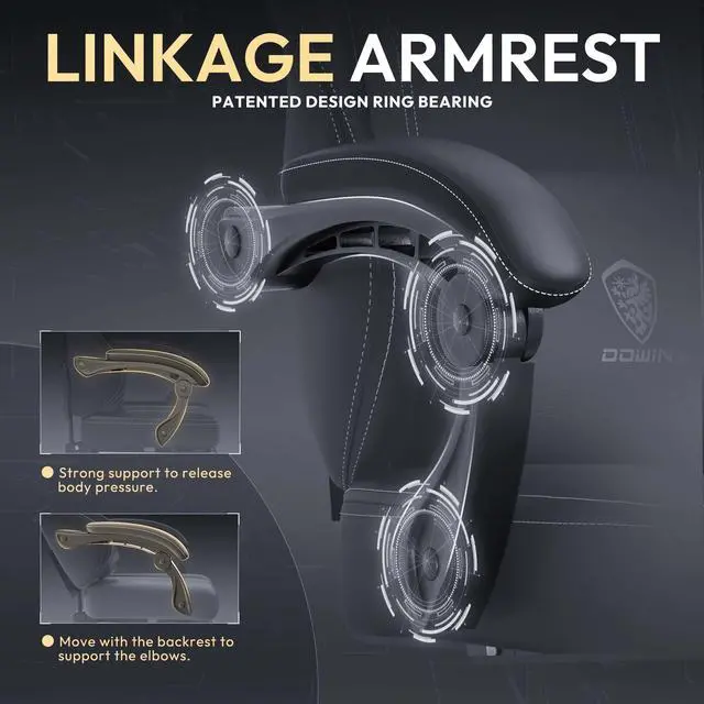 Alt view image 6 of 7 - Dowinx Gaming Chair with Pocket Spring Cushion, Ergonomic Computer Chair with Footrest and Lumbar Support for Office or Gaming, Black