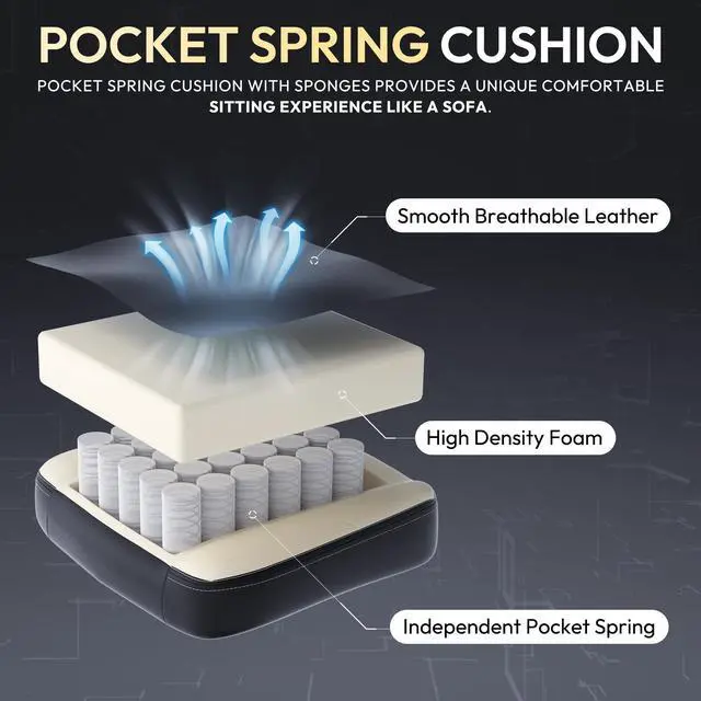 Alt view image 2 of 7 - Dowinx Gaming Chair with Pocket Spring Cushion, Ergonomic Computer Chair with Footrest and Lumbar Support for Office or Gaming, Black White