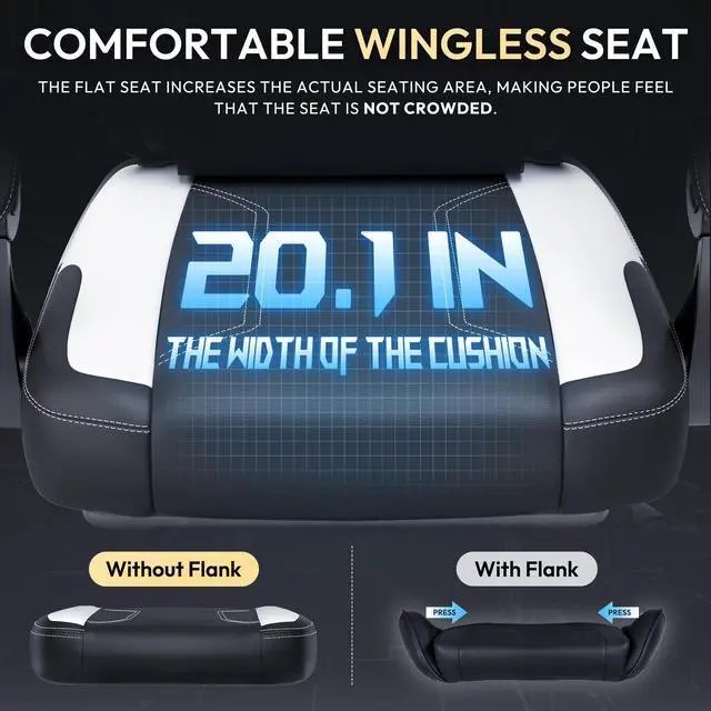 Alt view image 3 of 7 - Dowinx Gaming Chair with Pocket Spring Cushion, Ergonomic Computer Chair with Footrest and Lumbar Support for Office or Gaming, Black White