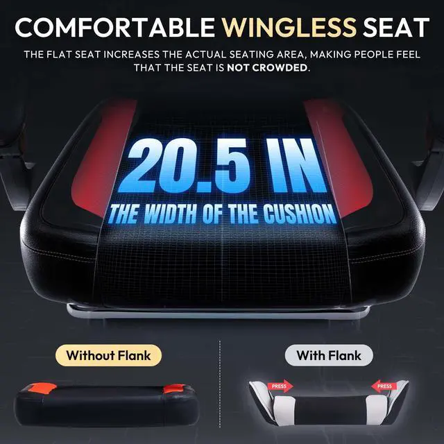 Alt view image 3 of 7 - Dowinx Gaming Chair with Pocket Spring Cushion, Ergonomic Computer Chair with Footrest and Lumbar Support for Office or Gaming, Red