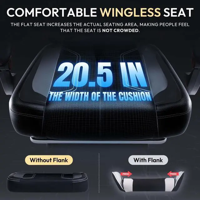 Alt view image 3 of 7 - Dowinx Gaming Chair with Pocket Spring Cushion, Ergonomic Computer Chair with Footrest and Lumbar Support for Office or Gaming, Grey