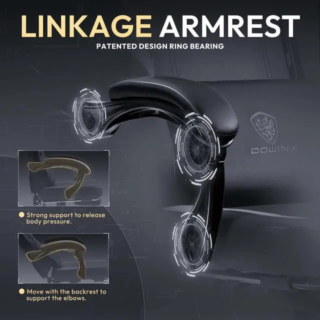 Alt view image 6 of 7 - Dowinx Gaming Chair with Pocket Spring Cushion, Ergonomic Computer Chair with Footrest and Lumbar Support for Office or Gaming, Grey