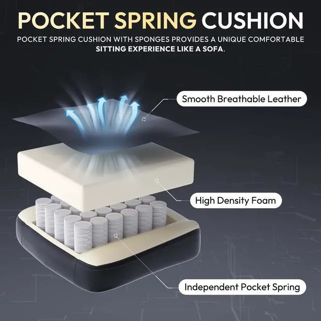 Alt view image 2 of 7 - Dowinx Gaming Chair with Pocket Spring Cushion, Ergonomic Computer Chair with Footrest and Lumbar Support for Office or Gaming, Purple