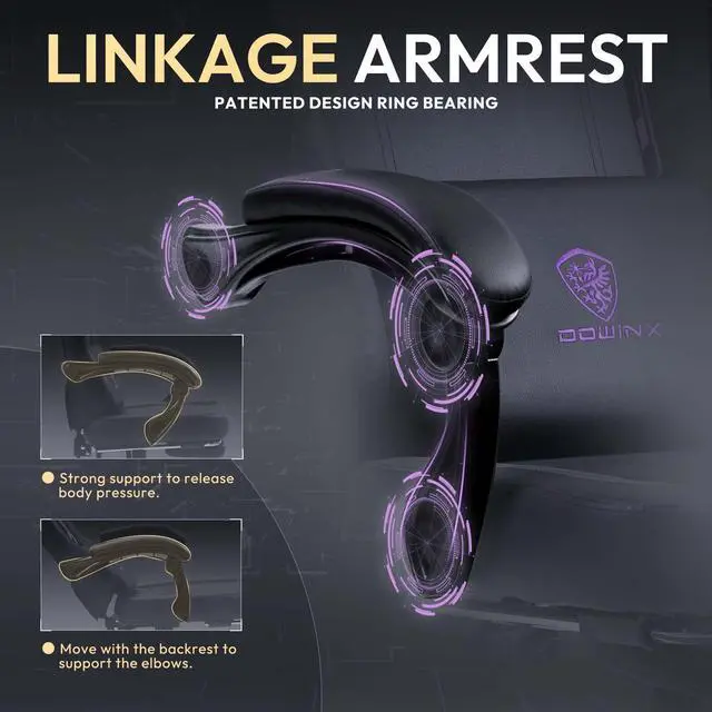 Alt view image 6 of 7 - Dowinx Gaming Chair with Pocket Spring Cushion, Ergonomic Computer Chair with Footrest and Lumbar Support for Office or Gaming, Purple