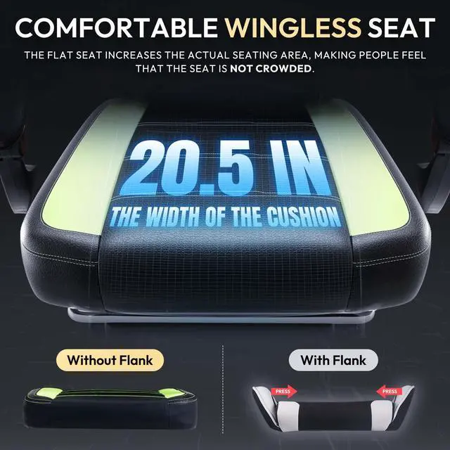 Alt view image 3 of 7 - Dowinx Gaming Chair with Pocket Spring Cushion, Ergonomic Computer Chair with Footrest and Lumbar Support for Office or Gaming, Black and Green