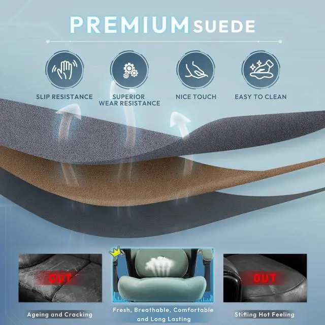 Alt view image 4 of 7 - Dowinx Gaming Chair Fabric with Heated Shiatsu Massage Lumbar, Big and Tall Game Chair Breathable with Footrest and Pocket Spring Cushion, High Back Computer Chair for Adult, Green