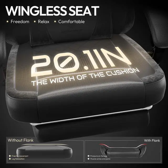 Alt view image 3 of 7 - Dowinx Ergonomic Gaming Chair with Pocket Spring Cushion and Massage Lumbar Support, High Back Leather Office Chair with Footrest, 300LBS Capacity, Black