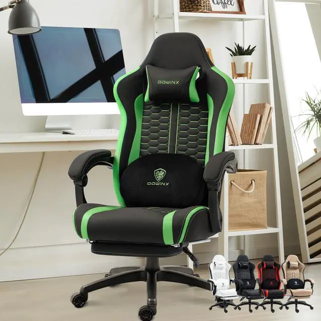 Alt view image 7 of 7 - Dowinx Gaming Chair with Heated Massage Lumbar Support, Ergonomic Gaming Computer Chair with Pocket Spring Cushion and Footrest, Recliner High Back PC Chair for Adult, 330lbs,LS-MB3704 Green