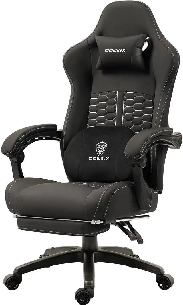 Main image of Dowinx Gaming Chair with Heated Massage Lumbar Support, Ergonomic Gaming Computer Chair with Pocket Spring Cushion and Footrest, High Back Recliner PC Chair for Adult, 330lbs, Black