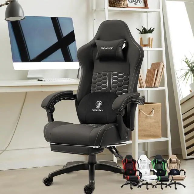 Alt view image 7 of 7 - Dowinx Gaming Chair with Heated Massage Lumbar Support, Ergonomic Gaming Computer Chair with Pocket Spring Cushion and Footrest, High Back Recliner PC Chair for Adult, 330lbs, Black
