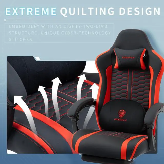 Alt view image 4 of 7 - Dowinx Gaming Chair with Heated Massage Lumbar Support, Ergonomic Gaming Computer Chair with Pocket Spring Cushion and Footrest, Recliner High Back PC Chair for Adult, 330lbs,LS-MB3703 Red