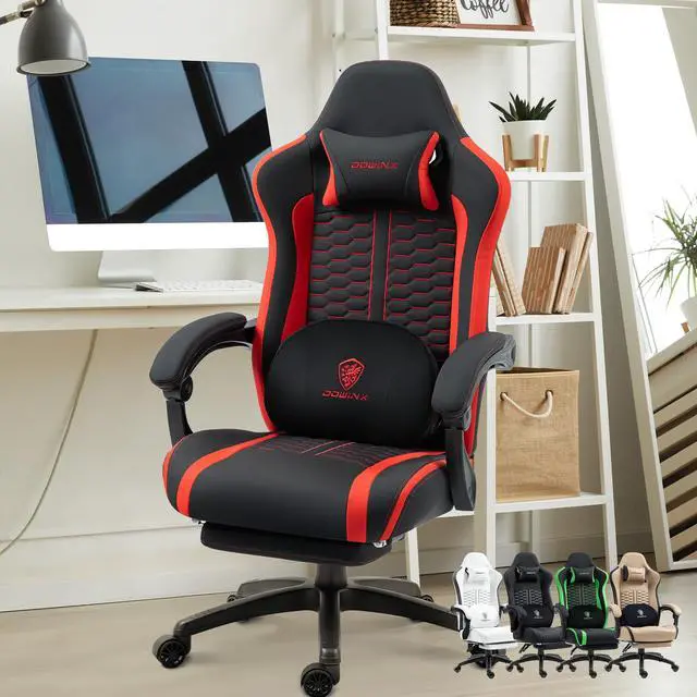 Alt view image 7 of 7 - Dowinx Gaming Chair with Heated Massage Lumbar Support, Ergonomic Gaming Computer Chair with Pocket Spring Cushion and Footrest, Recliner High Back PC Chair for Adult, 330lbs,LS-MB3703 Red