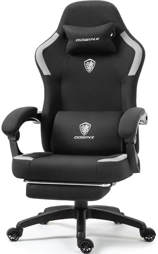 Main image of Dowinx Fabric Gaming Chair with Pocket Spring Cushion,Breathable Computer Chair with Lumbar Support and Footrest,High Back Game Office Chair for Adult,LS-6657K04 Black