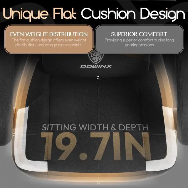 Alt view image 2 of 7 - Dowinx Fabric Gaming Chair with Pocket Spring Cushion,Breathable Computer Chair with Lumbar Support and Footrest,High Back Game Office Chair for Adult,LS-6657K04 Black