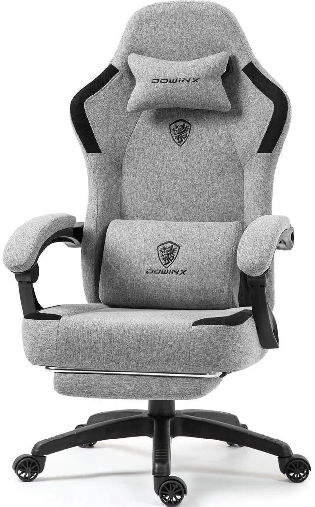 Main image of Dowinx Fabric Gaming Chair with Pocket Spring Cushion,Grey,Breathable Computer Chair with Lumbar Support and Footrest,High Back Game Office Chair for Adult,LS-6657K01