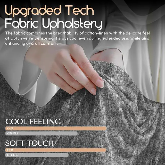 Alt view image 5 of 7 - Dowinx Fabric Gaming Chair with Pocket Spring Cushion,Grey,Breathable Computer Chair with Lumbar Support and Footrest,High Back Game Office Chair for Adult,LS-6657K01