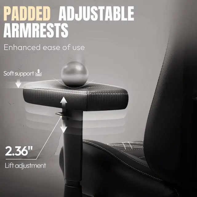 Alt view image 5 of 7 - Dowinx Gaming Chair with Heated Massage Lumbar Support,Ergonomic Computer Chair with Pocket Spring Cushion,Reclining Game Chair,Adjustable Armrests and Footrest,LS-6650D01,Black-White