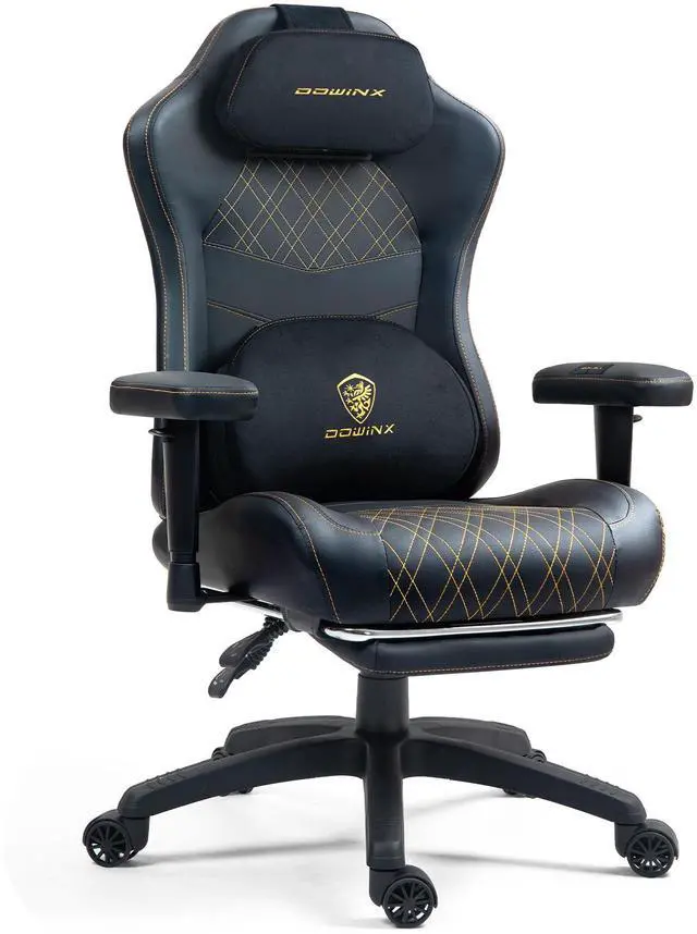 Alt view image 7 of 7 - Dowinx Gaming Chair with Heated Massage Lumbar Support,Ergonomic Computer Chair with Pocket Spring Cushion,Reclining Game Chair,Adjustable Armrests and Footrest,LS-6650D02,Yellow