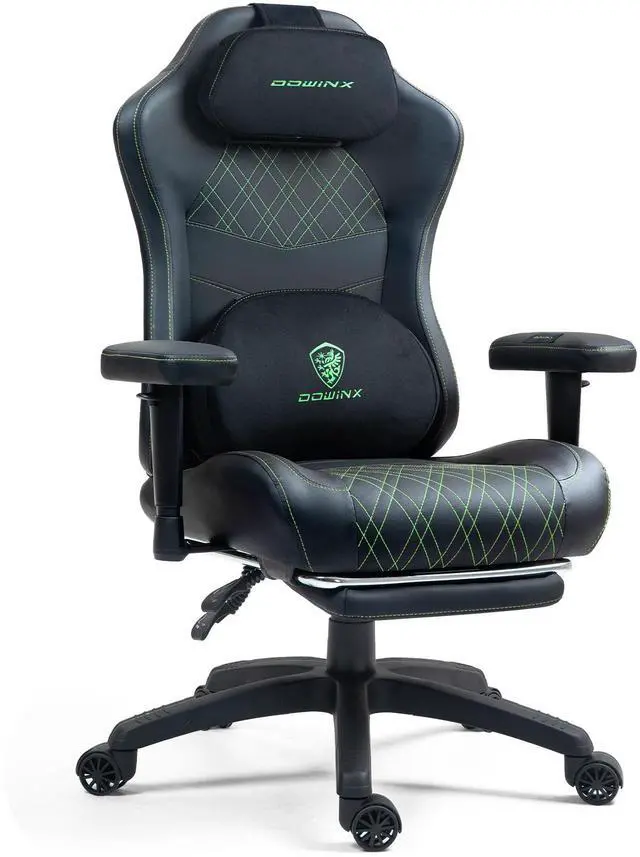 Alt view image 6 of 7 - Dowinx Gaming Chair with Heated Massage Lumbar Support,Ergonomic Computer Chair with Pocket Spring Cushion,Reclining Game Chair,Adjustable Armrests and Footrest,LS-6650D03,Green