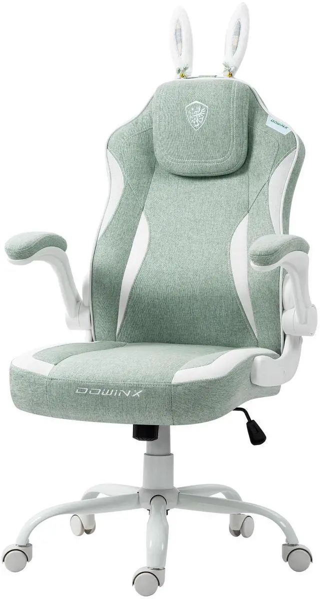 Main image of Dowinx Gaming Chair with Cute Bunny Ears, Ergonomic Computer Chair for Adult, Game Chair Cloth for Girl, Teen, LS-665101, Green